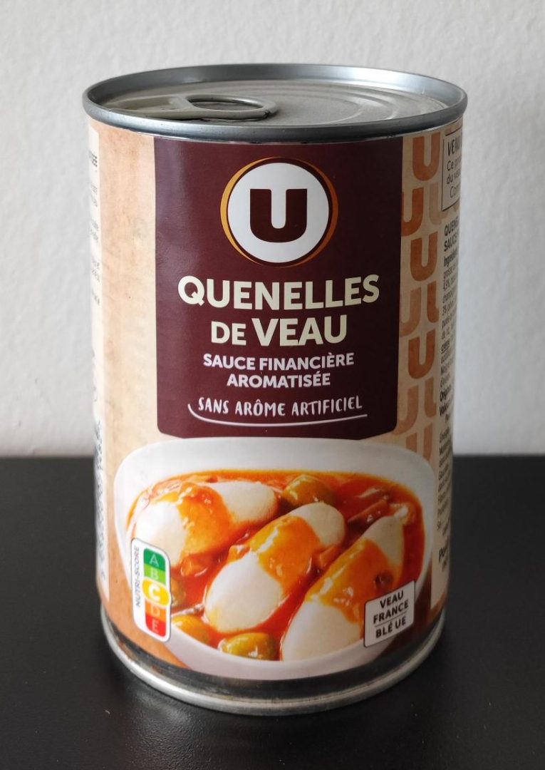 Quenelle de veau sauce financiere aromatisee u boîte 1/2 400g : photo du produit rappelé le 04/03/2024