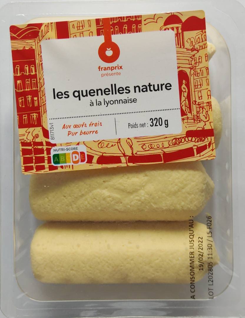 Quenelles nature à la lyonnaise 320g Franprix : photo du produit rappelé le 14/03/2022