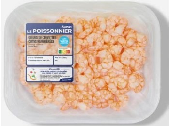 Queue de crevette cuite refrigeree deco sans sulfite Auchan le Poissonnier : photo du produit rappelé le 06/02/2026