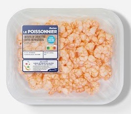 Queues de crevettes cuites réfrigérées Auchan le Poissonnier : photo du produit rappelé le 26/09/2022