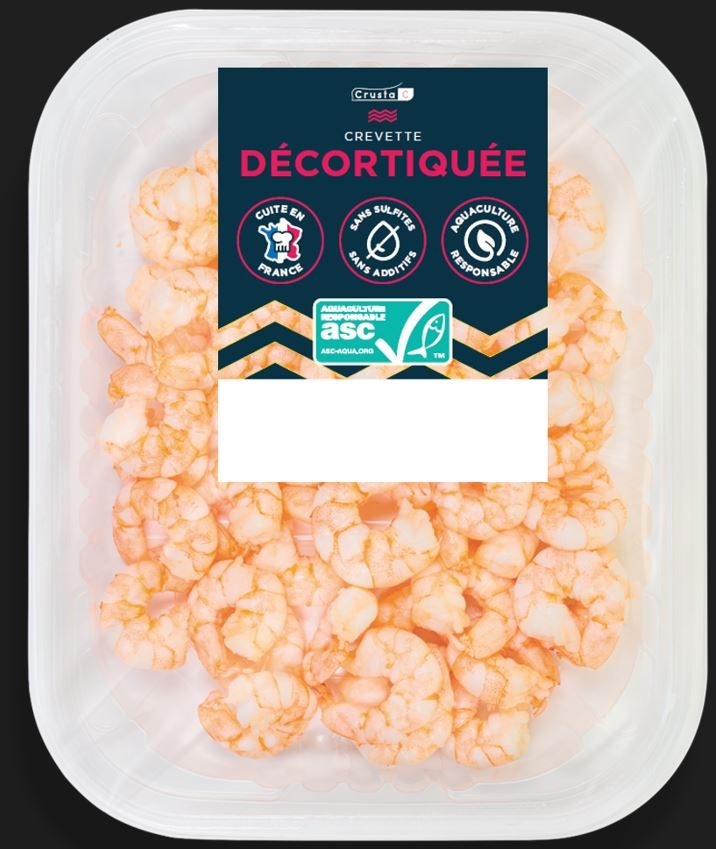 Queues de crevettes décortiquées cuites réfrigérées : photo du produit rappelé le 23/09/2022