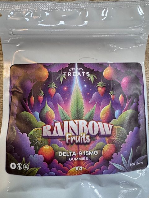 Rainbow fruits et tropical punch x4 gummies 15mg Trippy Treats : photo du produit rappelé le 14/04/2025
