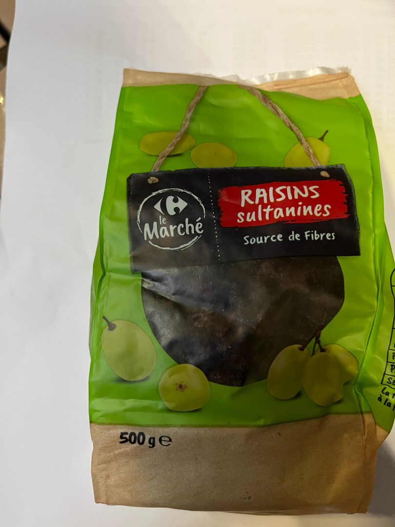 Raisins sultanine Carrefour le Marché : photo du produit rappelé le 24/01/2025
