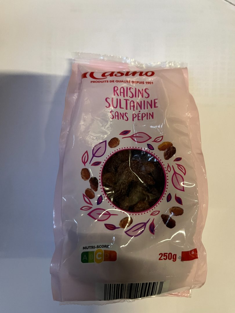 Raisins sultanine sans pépin Casino : photo du produit rappelé le 24/01/2025