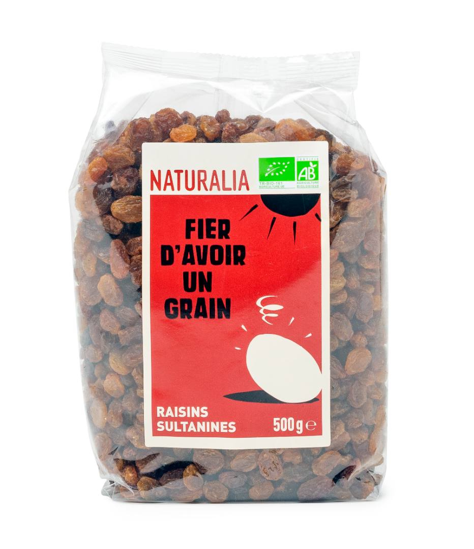 Raisins sultanines 500g Naturalia : photo du produit rappelé le 15/11/2023