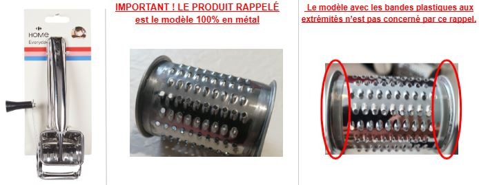 Râpe à fromage en métal Carrefour Home : photo du produit rappelé le 23/04/2026