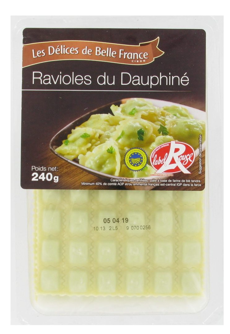 Raviole du dauphine lr dbf barquette 240 g Delices de Belle France : photo du produit rappelé le 17/01/2022