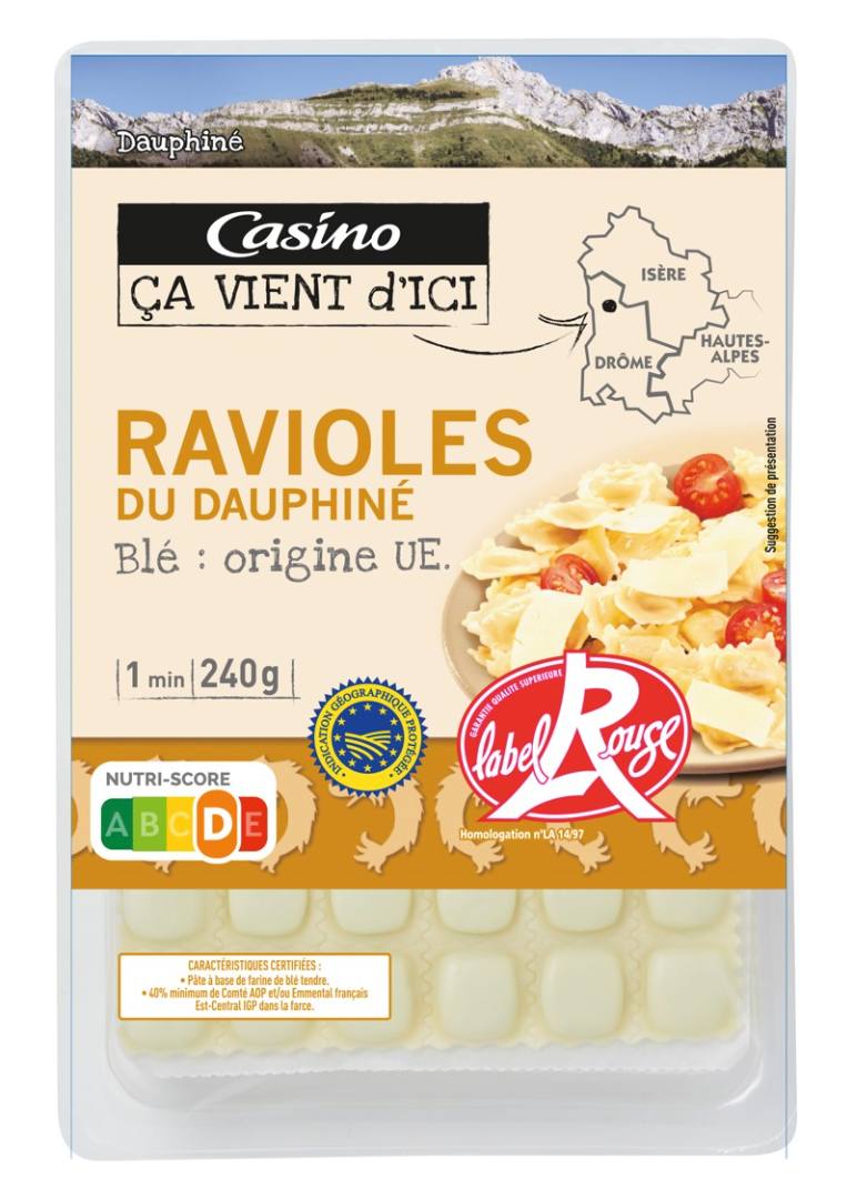 Ravioles dauphiné label rouge 240g Casino ca vient d'ici : photo du produit rappelé le 18/01/2022