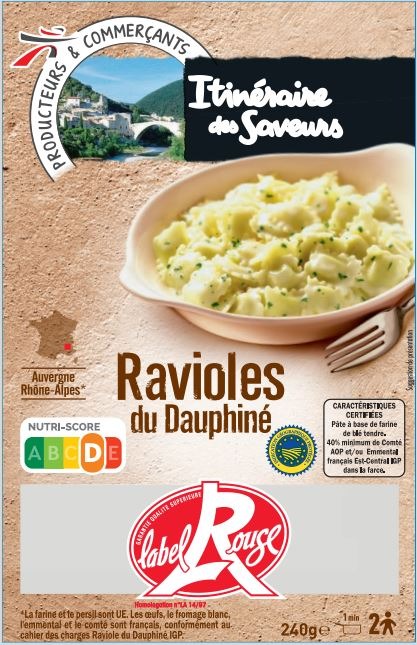 Ravioles du dauphiné- barquette 240g Itinéraire des Saveurs : photo du produit rappelé le 21/01/2022