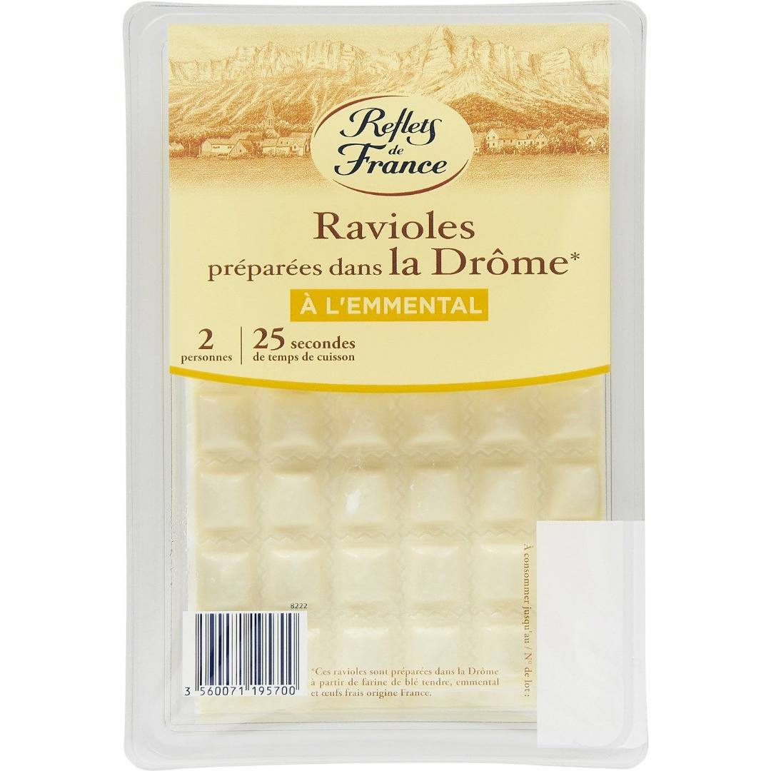 Ravioles fabriquées dans la drôme, à l'emmental Reflets de France : photo du produit rappelé le 12/01/2022