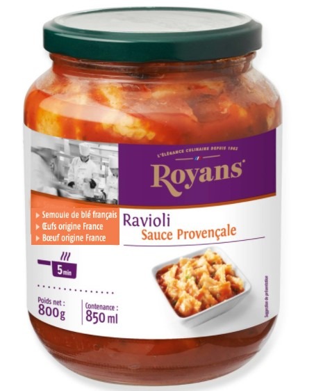 Ravioli au boeuf et sauce provençale Royans : photo du produit rappelé le 01/07/2025