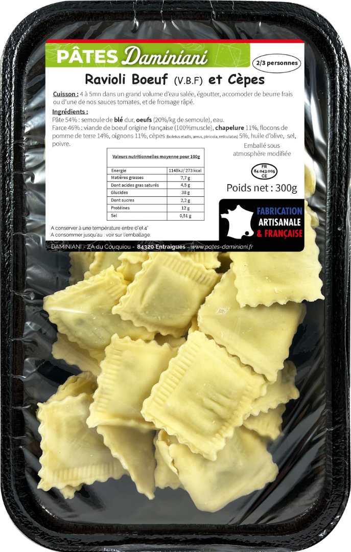 Ravioli boeuf et cèpes Daminiani : photo du produit rappelé le 09/05/2025
