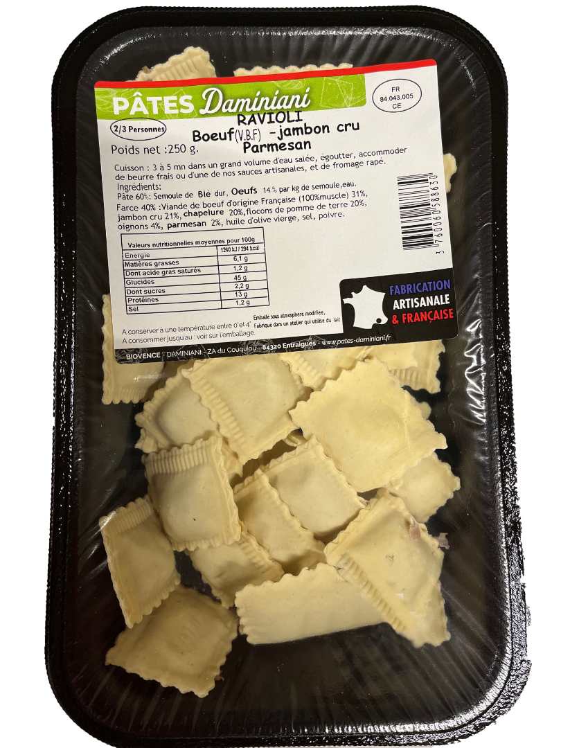 Ravioli boeuf jambon cru parmesan Daminiani : photo du produit rappelé le 09/05/2025