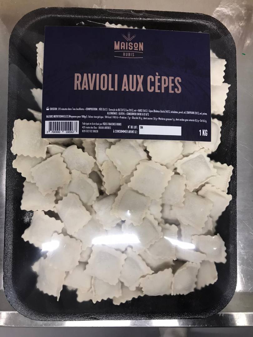 Raviolis fraiches Pates Fraiches Rubis : photo du produit rappelé le 21/09/2022