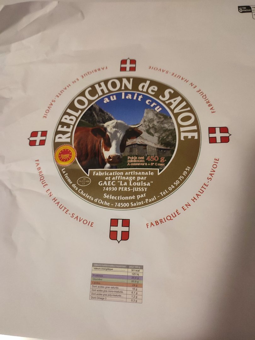 Reblochon de savoie au lait cru : photo du produit rappelé le 14/11/2025
