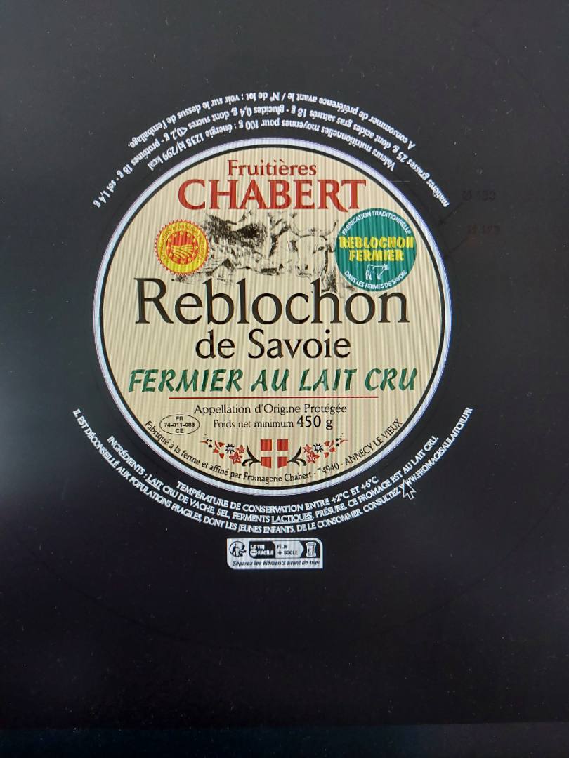 Reblochon fermier des aravis 450g Fromagerie Chabert Aravis : photo du produit rappelé le 22/04/2024