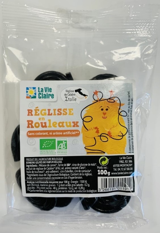 Réglisse en rouleaux La Vie Claire : photo du produit rappelé le 19/01/2022