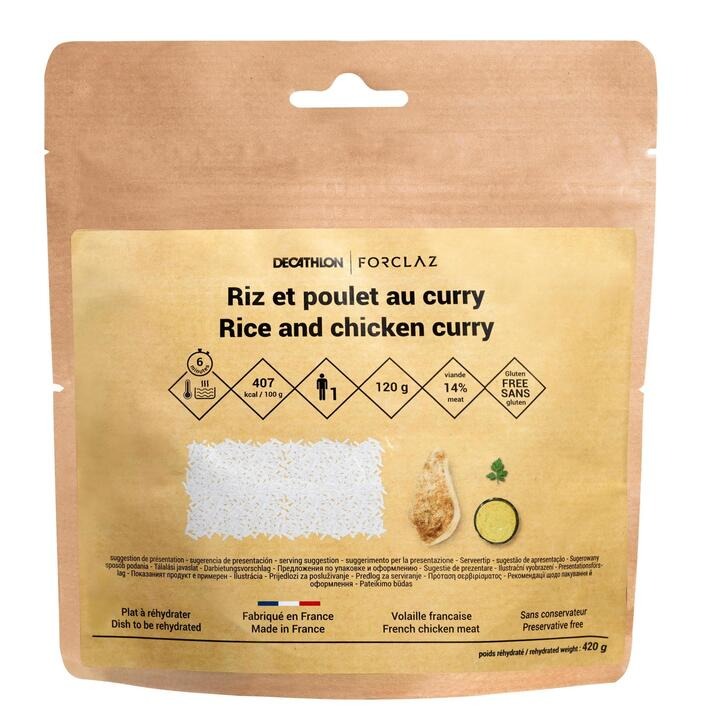 Repas déshydraté trekking riz poulet curry sans gluten Forclaz - Décathlon : photo du produit rappelé le 12/10/2021