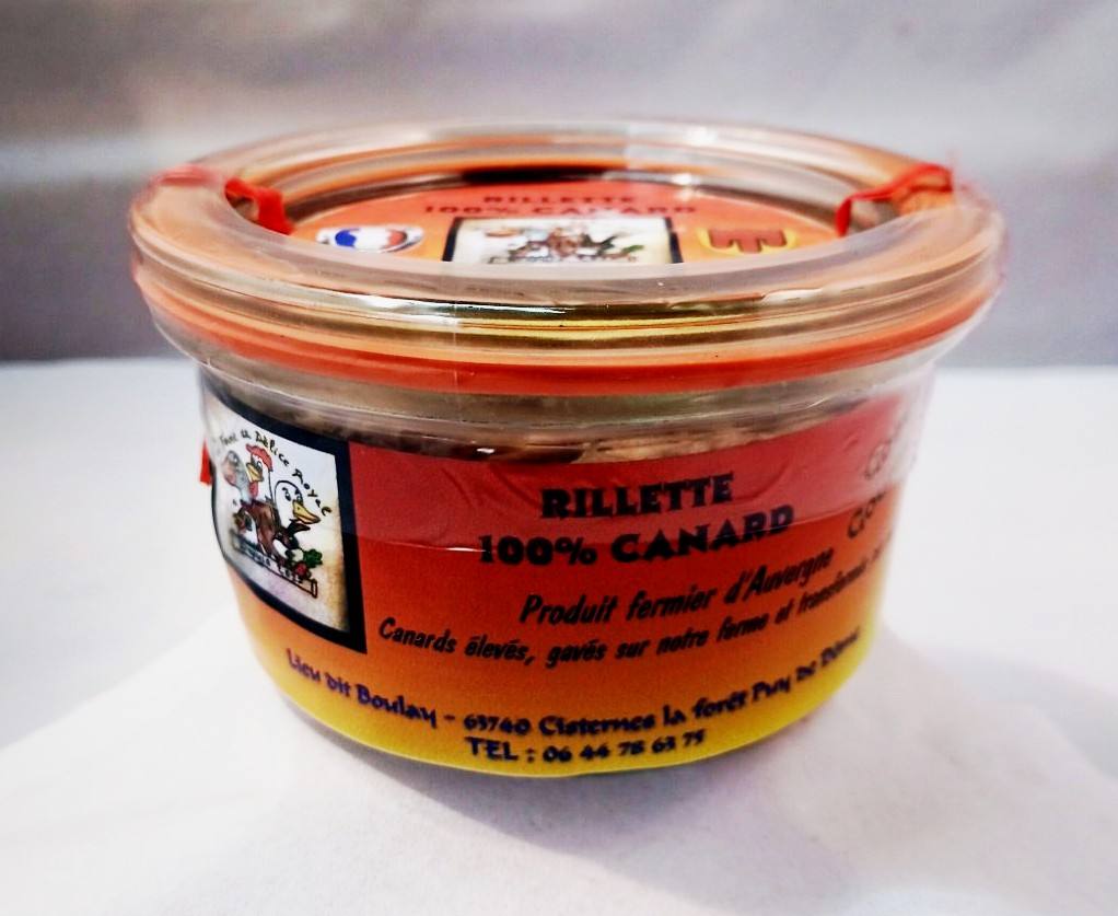 Rillette de canard 120 gr La Ferme au Délice Royal : photo du produit rappelé le 14/02/2024