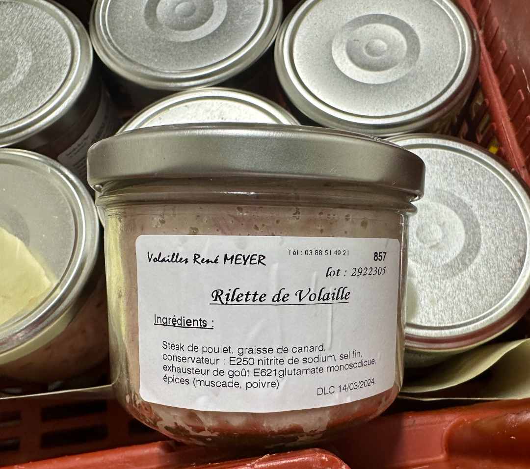 Rillette de volaille Volailles René Meyer : photo du produit rappelé le 13/12/2023