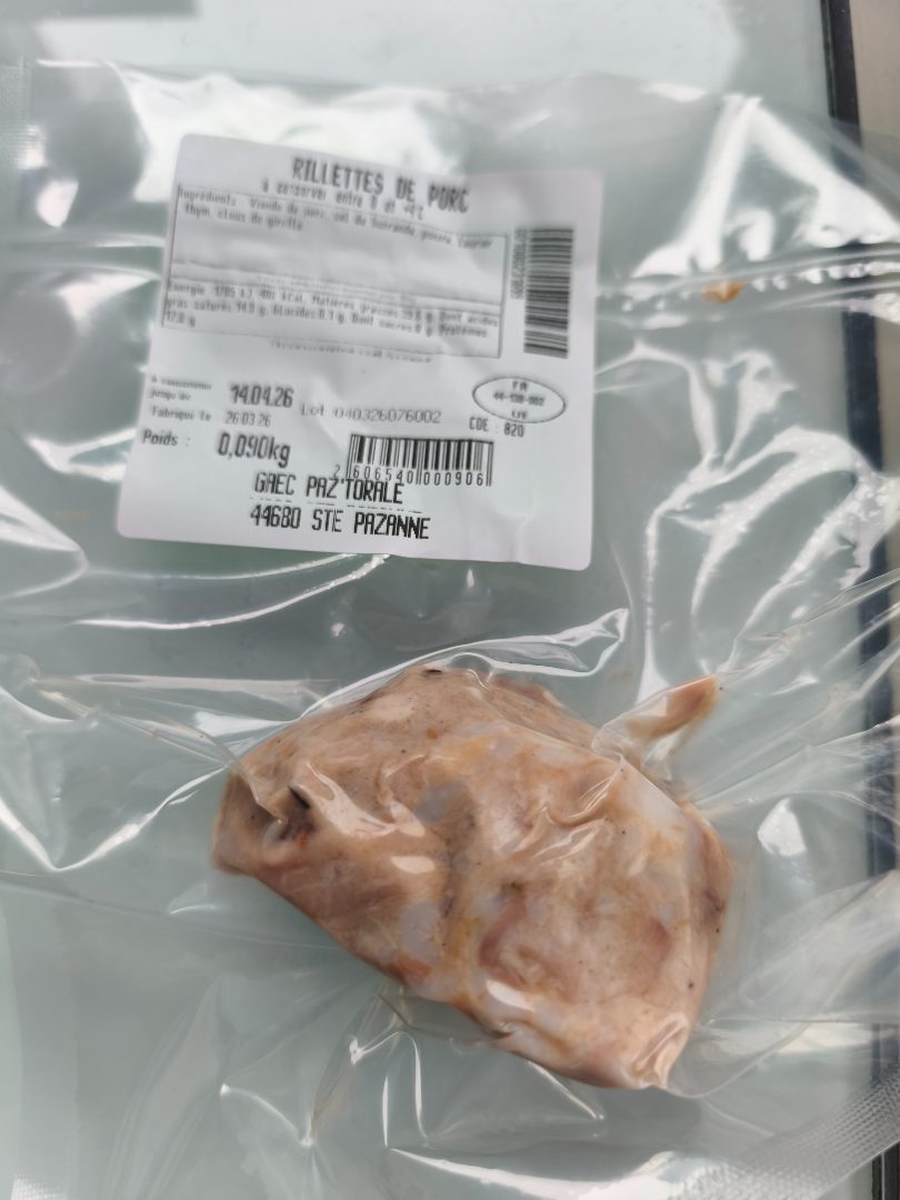 Rillettes de porc : photo du produit rappelé le 31/03/2026