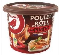 Rillettes de poulet rôti en cocotte au piment Auchan – 200g : photo du produit rappelé le 21/10/2021