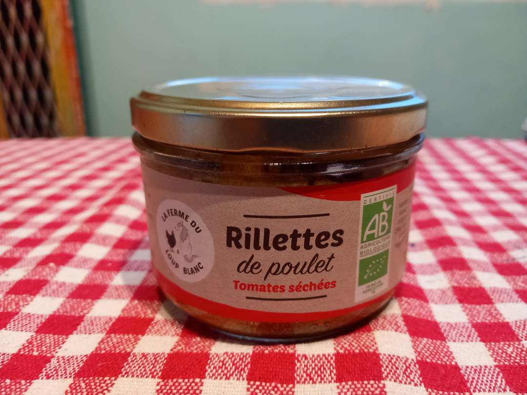 Rillettes de poulet tomates séchées La Ferme du Loup Blanc : photo du produit rappelé le 25/06/2025