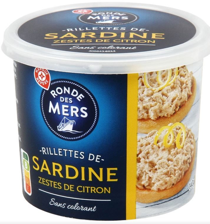 Rillettes de sardine zestes de citron 140g Ronde des Mers : photo du produit rappelé le 28/11/2022