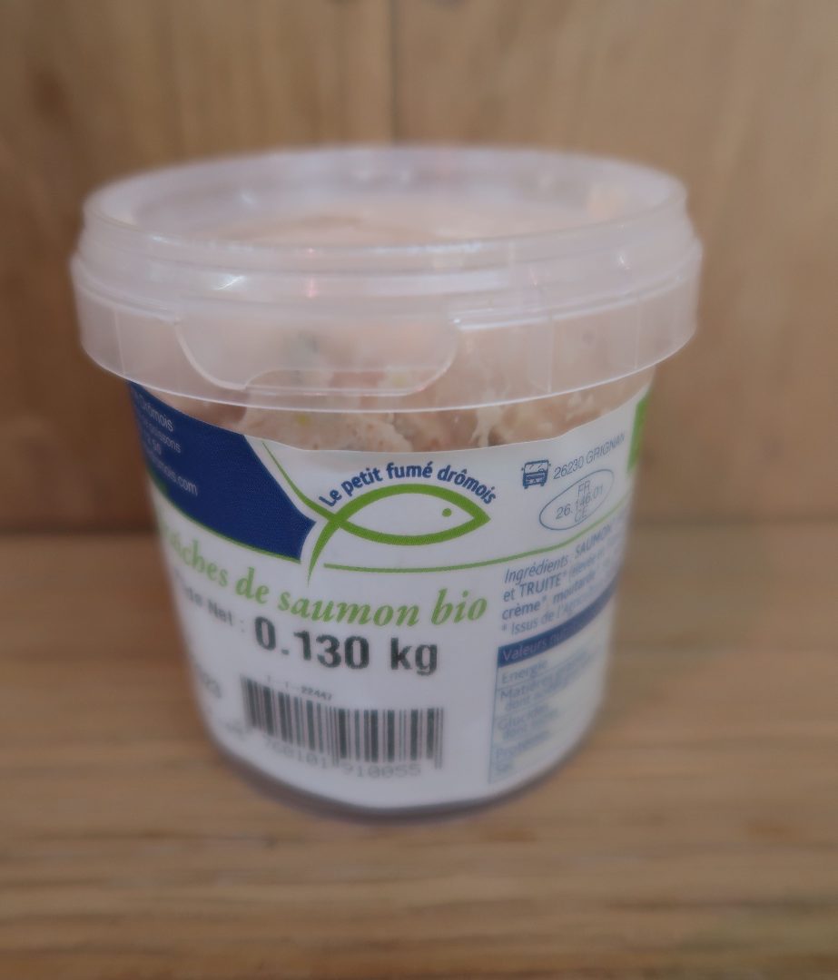 Rillettes fraiches de saumon bio* et truite bio* Le Petit Fume Dromois : photo du produit rappelé le 09/09/2026