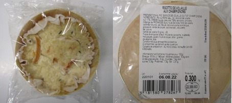 Risotto de volaille aux champignons : photo du produit rappelé le 27/07/2022