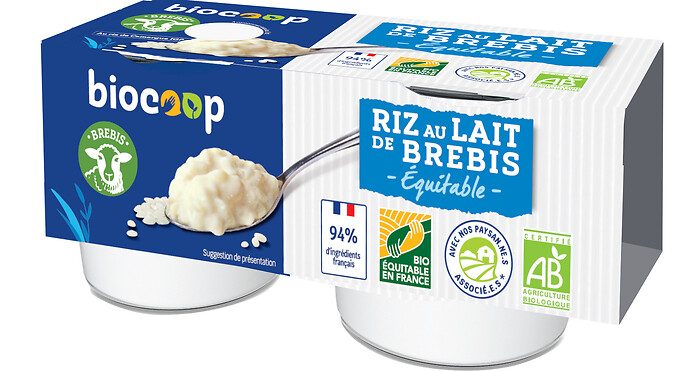 Riz au lait de brebis 2x120g Biocoop : photo du produit rappelé le 19/02/2026