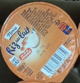 Riz au lait sur lit de caramel 100g nova : photo 2 sur 3 du produit rappelé le 12/06/2024
