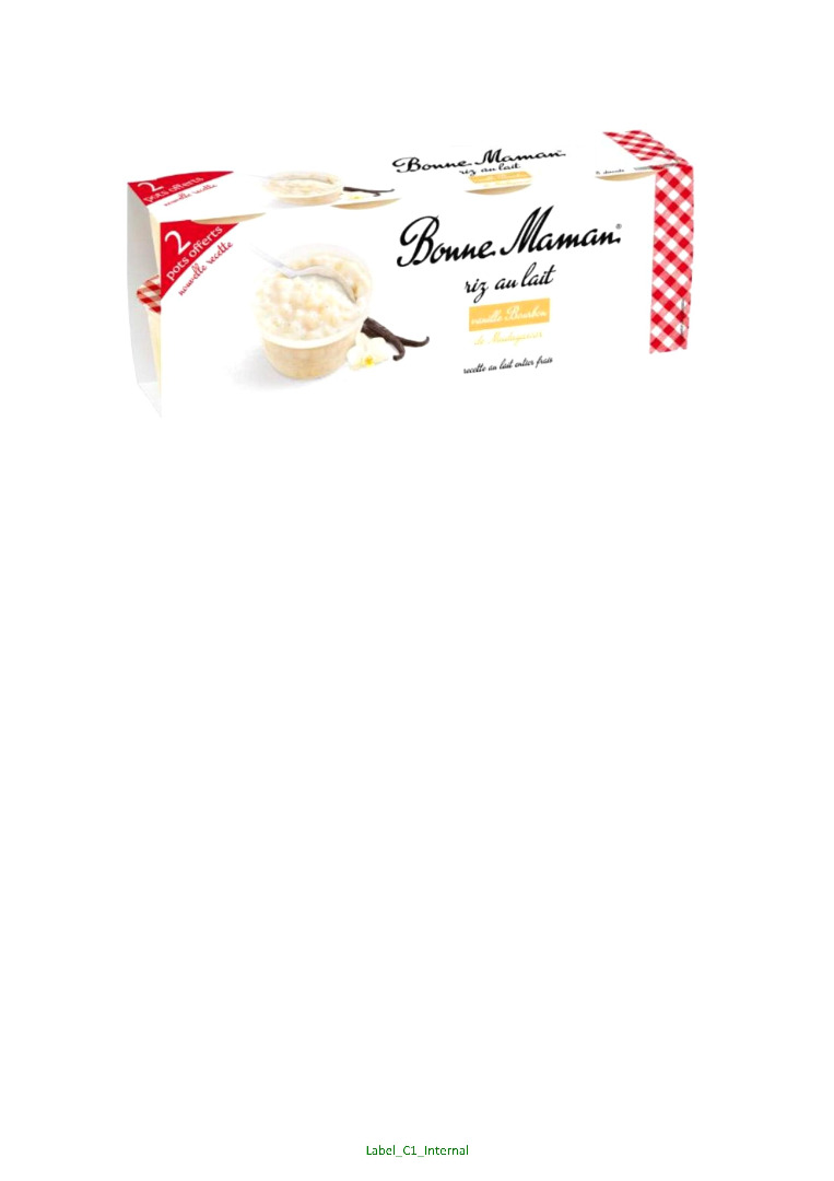 Riz au lait vanille 8x100gr dont 2 pots offerts Bonne Maman : photo du produit rappelé le 18/12/2022
