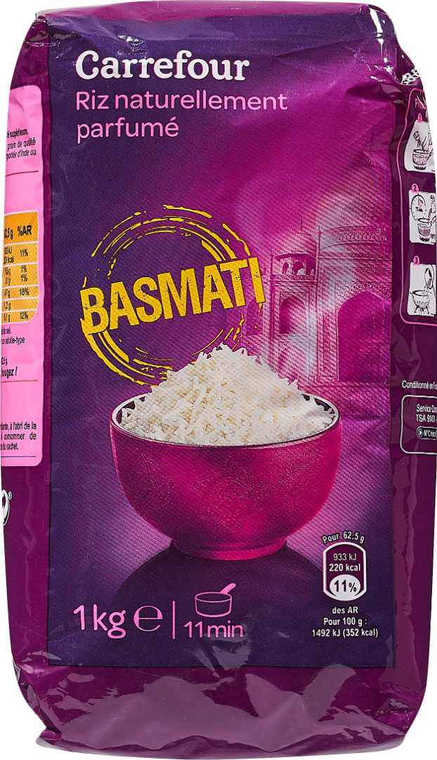 Riz basmati Carrefour : photo du produit rappelé le 02/06/2021
