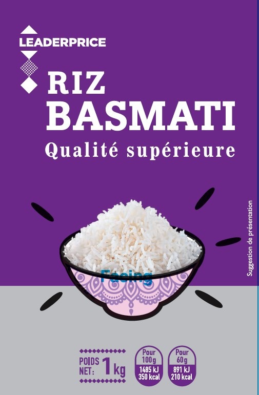 Riz basmati qualité supérieure 1kg Leader Price : photo du produit rappelé le 12/08/2021