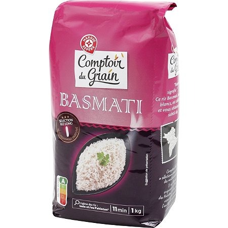 Riz basmati sachet 1 kg Comptoir du Grain : photo du produit rappelé le 15/12/2023