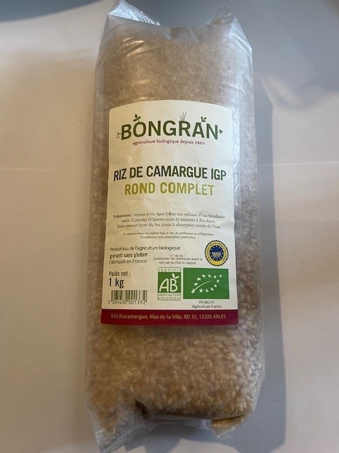 Riz de camargue IGP rond complet bio sachet de 1kg Bongran : photo du produit rappelé le 26/12/2024