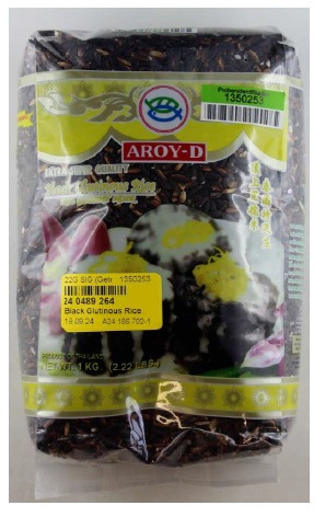Riz noir black glutinous rice Aroy-D : photo du produit rappelé le 20/11/2024