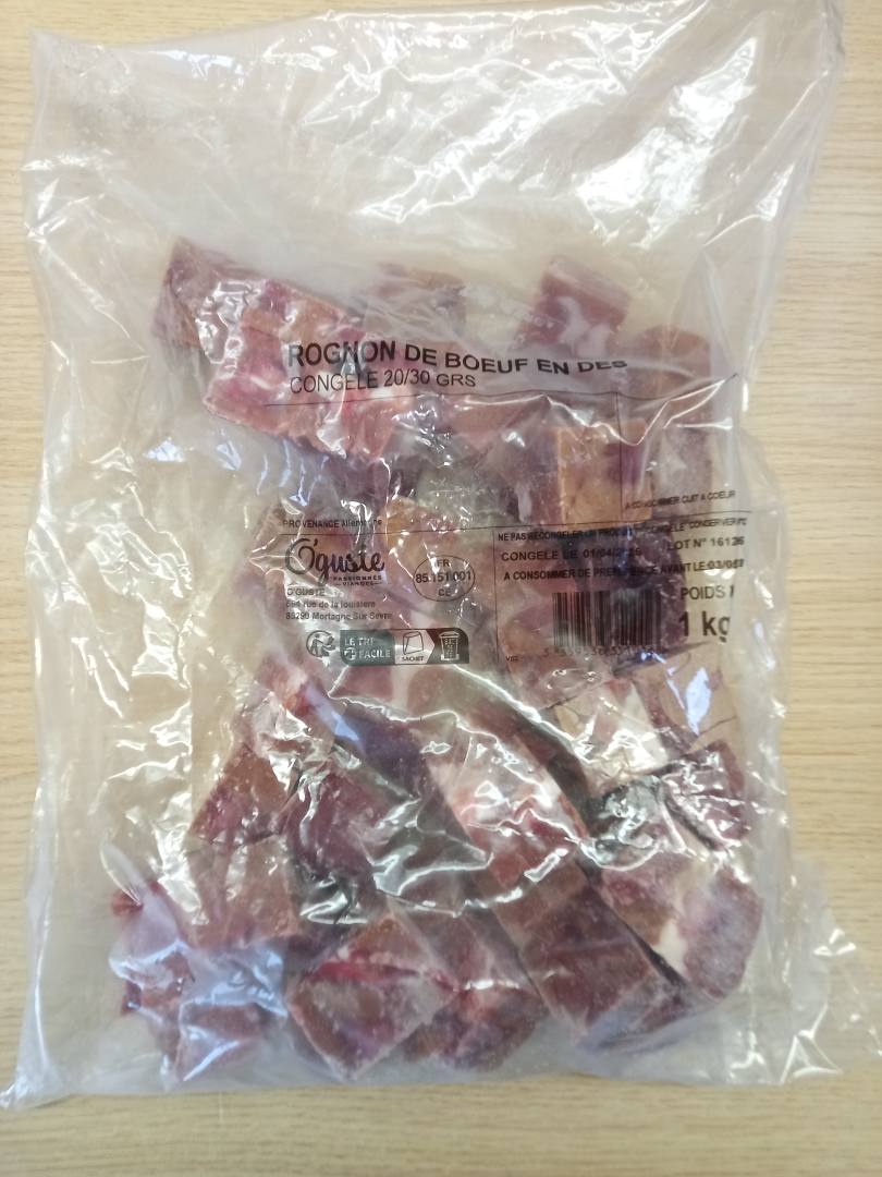 Rognon de boeuf en dé congelé 20-30g sachet 1kg O'guste : photo du produit rappelé le 13/05/2026