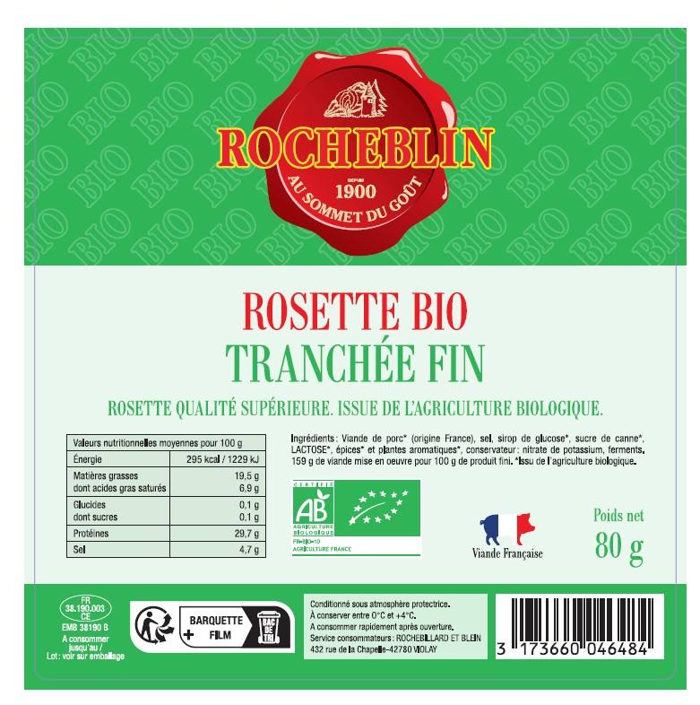 Rosette bio tranchée fin, de qualité supérieure issue Rocheblin : photo 2 sur 2 du produit rappelé le 28/06/2024