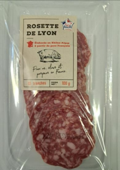 Rosette de Lyon 10 tranches 100g : photo du produit rappelé le 16/10/2023