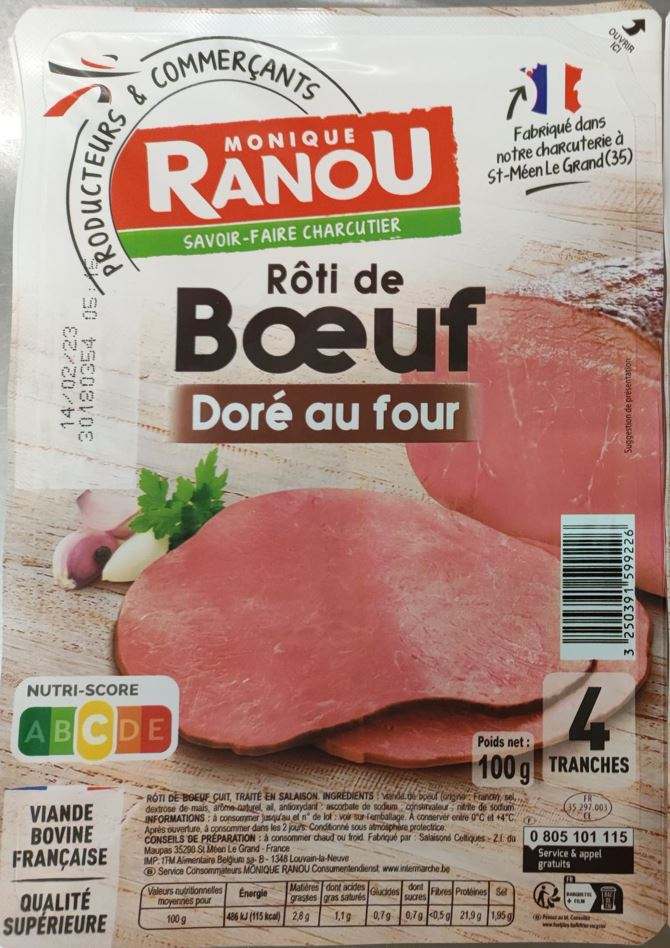 Rôti de boeuf doré au four Monique Ranou : photo du produit rappelé le 01/02/2023