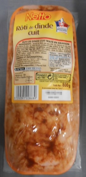 Rôti de dinde cuit sous vide Netto : photo du produit rappelé le 13/08/2021