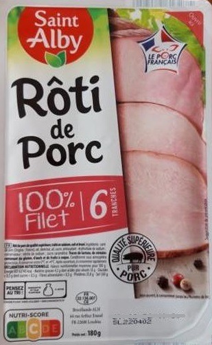 Rôti de porc 6 tranches Saint Alby : photo du produit rappelé le 23/06/2022