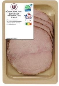 Roti de porc bleu blanc coeur u 4 tranches : photo du produit rappelé le 22/11/2024