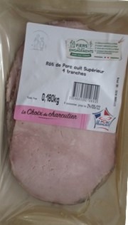 Rôti de porc cuit charcutier 4tr 180 g Le Choix du Charcutier : photo du produit rappelé le 21/11/2024