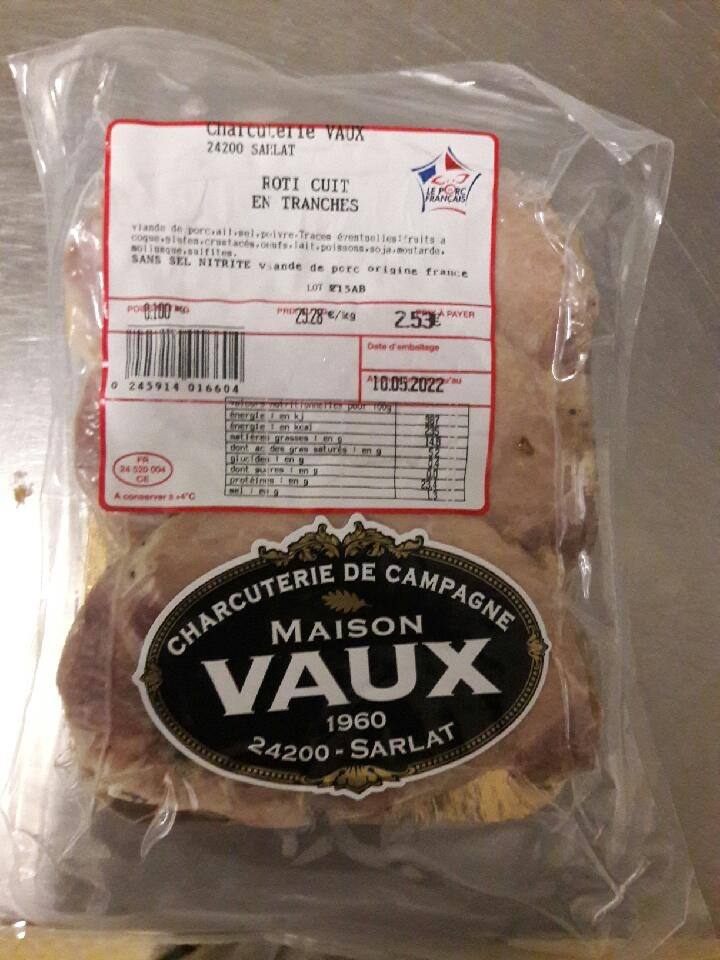 Roti de porc cuit Maison Vaux Charcuterie de Campagne : photo du produit rappelé le 29/04/2022