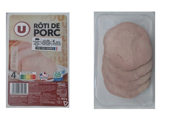 Roti de porc nature bleu blanc cœur u 4 tranches 160g : photo du produit rappelé le 01/04/2025