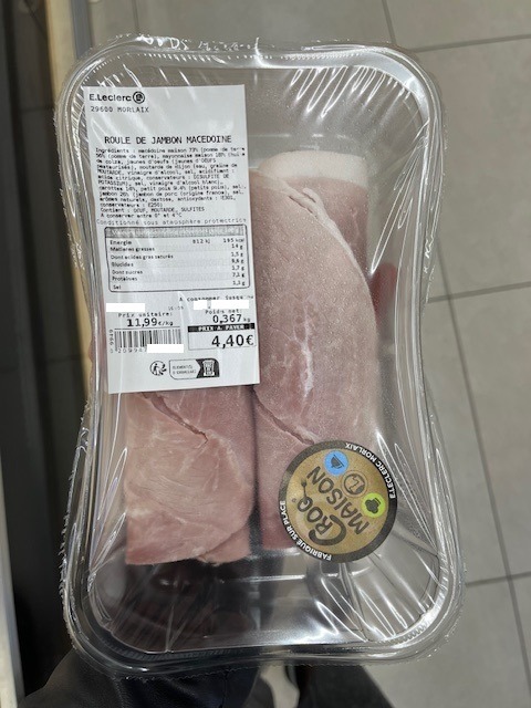 Roulé jambon macédoine E.Leclerc Morlaix : photo du produit rappelé le 14/02/2025