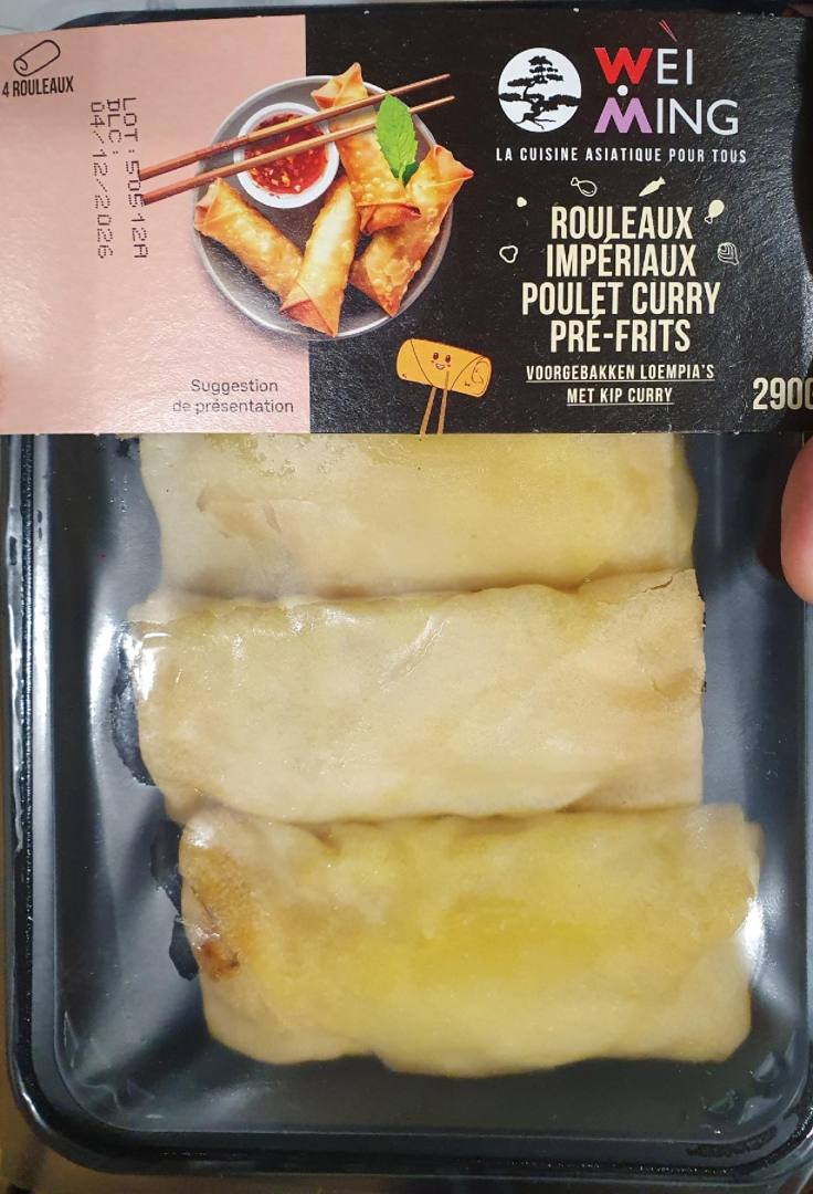 Rouleaux imperiaux poulet curry prefrits 290 g Wei Ming : photo du produit rappelé le 18/12/2025
